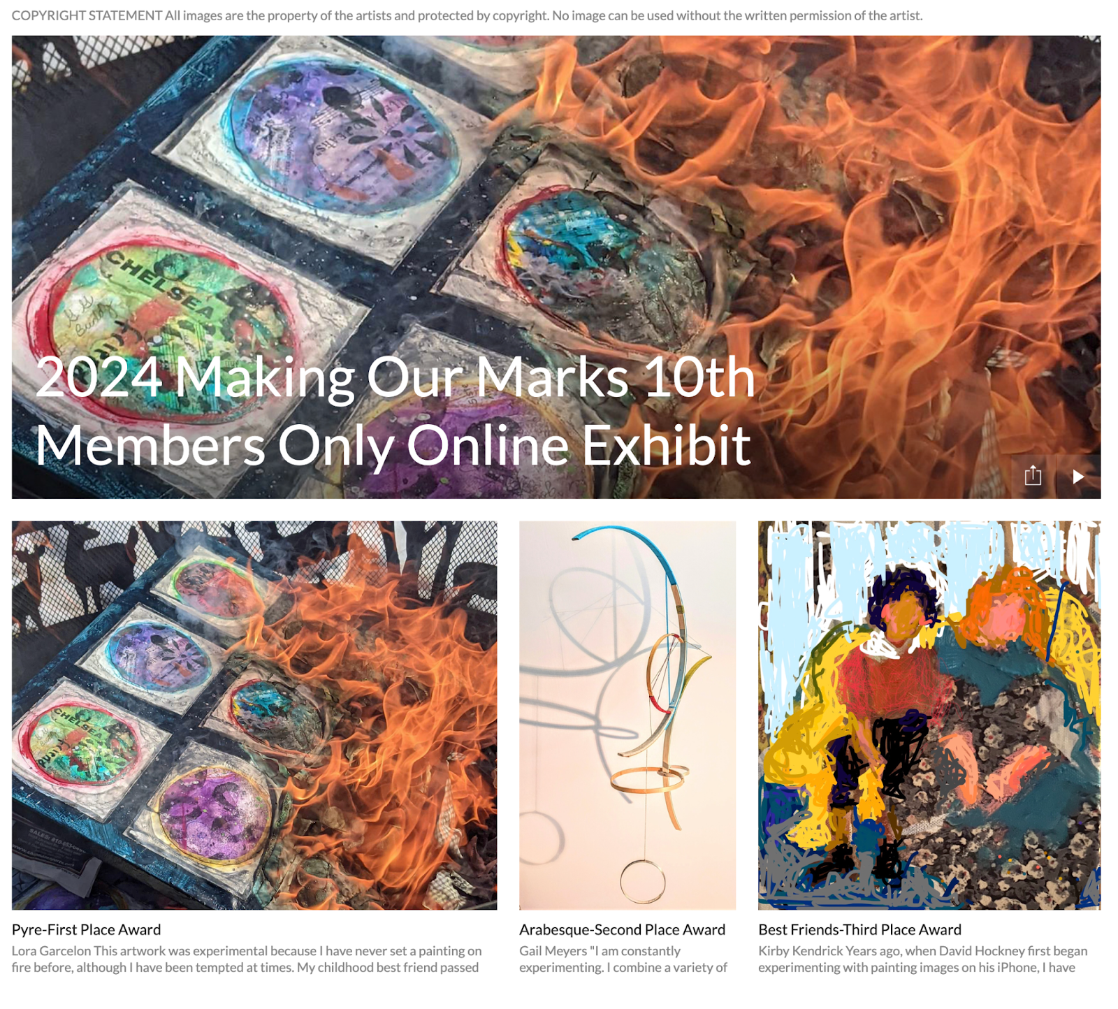 Screenshot of the Making Our Marks 2024 online exhibit on the ISEA website.