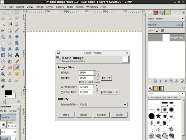 gimp editor resize tool