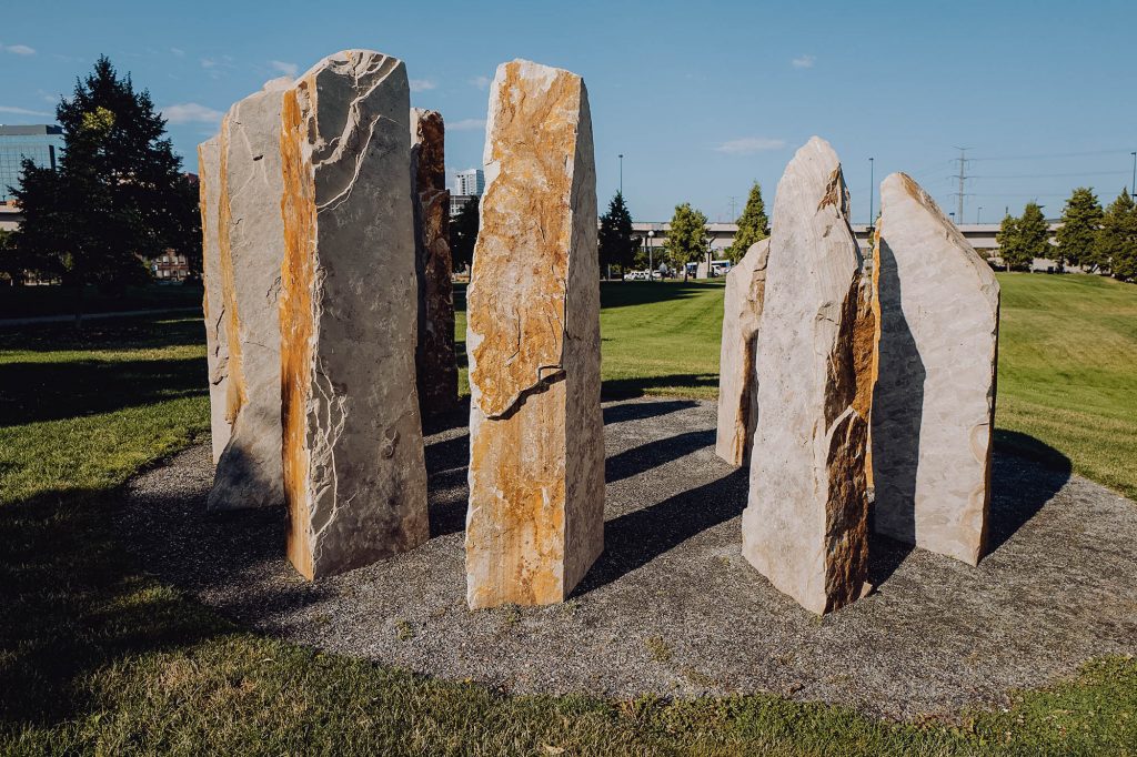 Stones placed in a circle in a park in Denver, CO