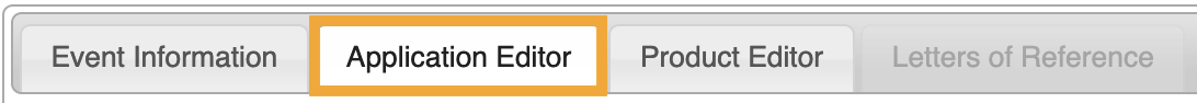 Screenshot of the headings for the Application Editor section