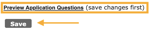 Screenshot of the Preview and Save buttons on the CaFE Application Editor reminding folks to save and preview their application.