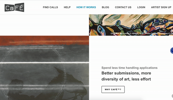 A GIF showing the How it Works page on CaFE highlighting various artworks throughout the site.