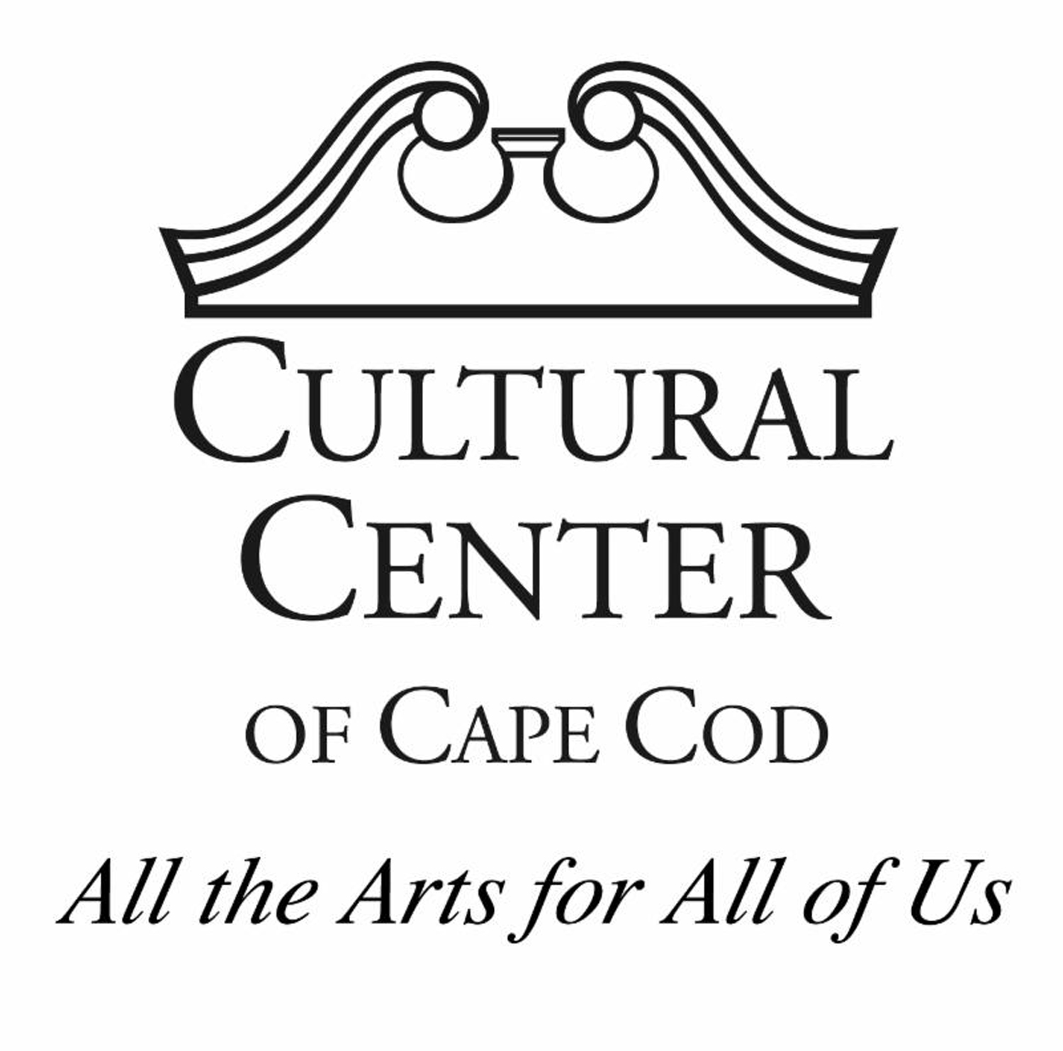 logo for cultural center of cape cod with text that reads all the arts for all of us