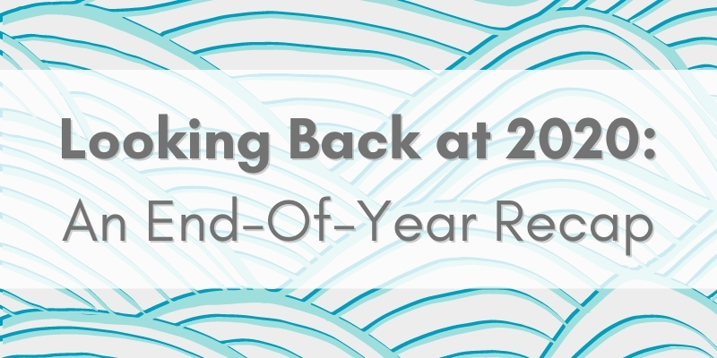 Light blue background with swirls and text that reads: Looking Back at 2020: An End of Year Recap