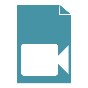 blue icon of a piece of paper with a camera icon depicting an video file upload to the portfolio