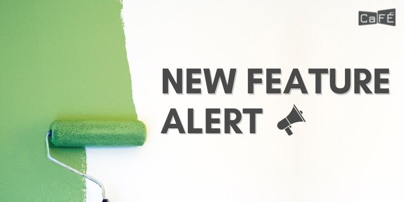 A paint roller painting a wall bright green with the text "new feature alert"