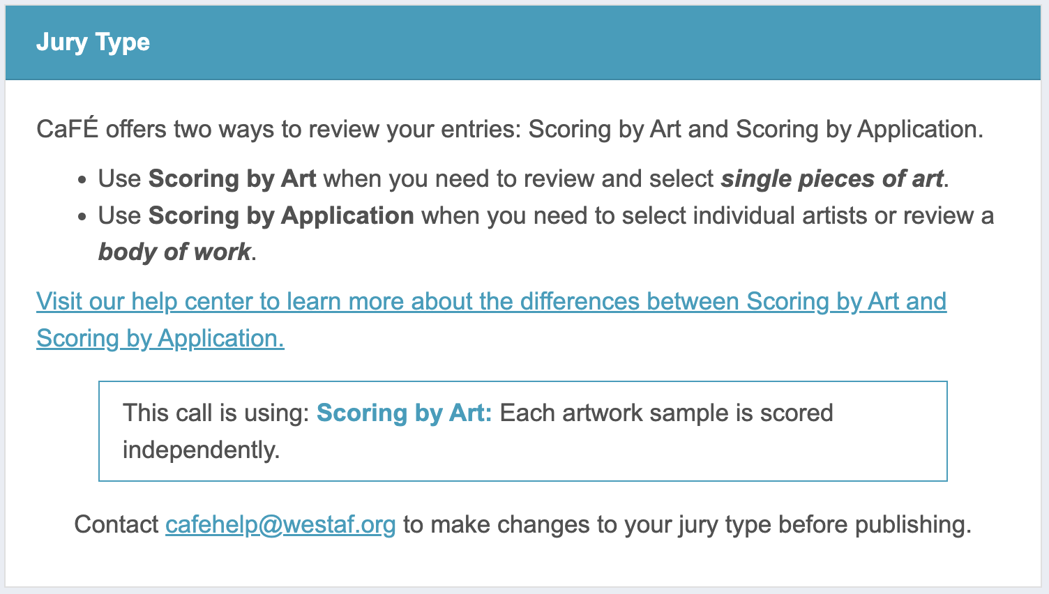 Screenshot of the Jury Type area where admins can confirm the details.
