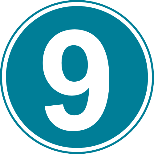Blue circle with the number 9