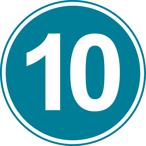 Blue circle with the number 10