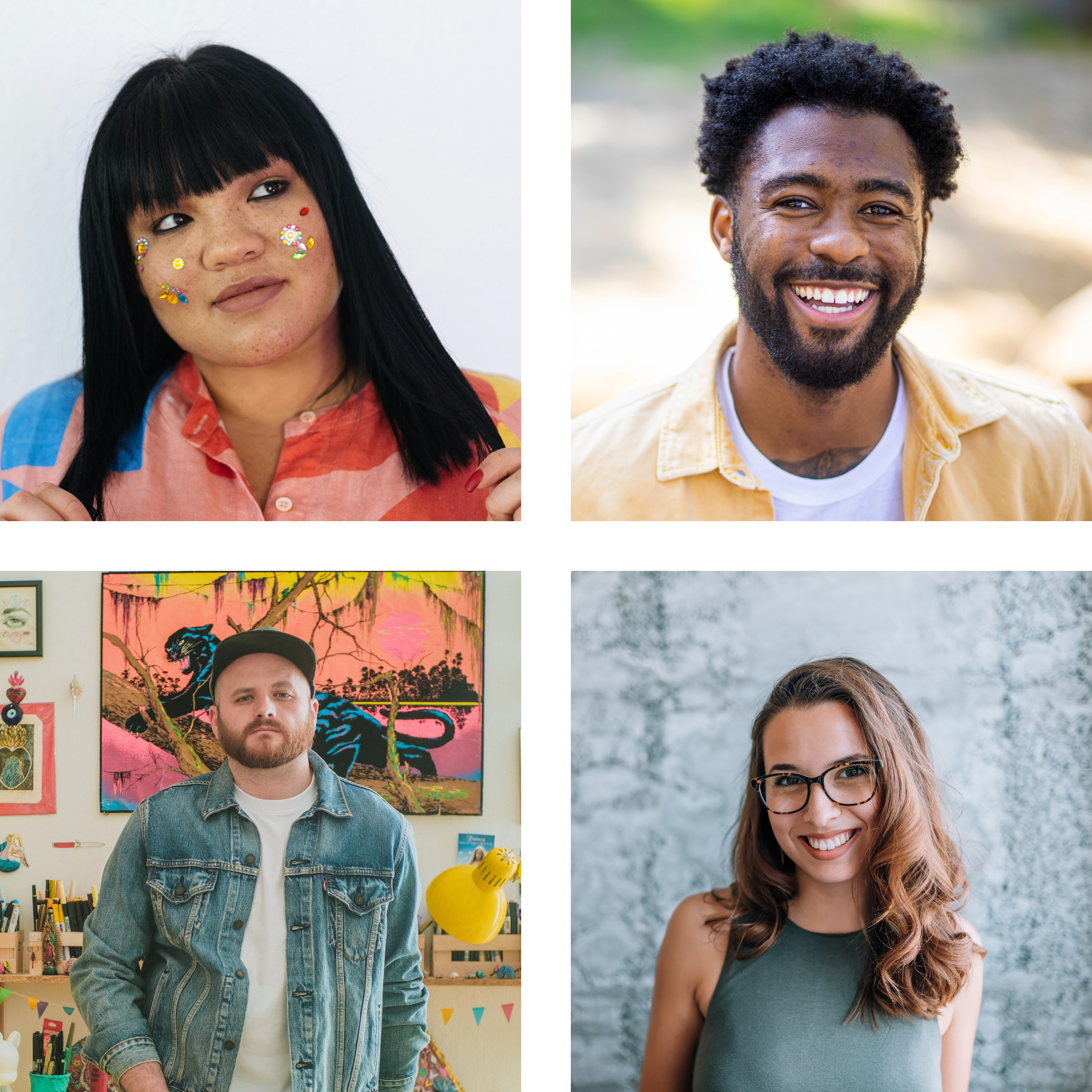 Four headshots of four different people