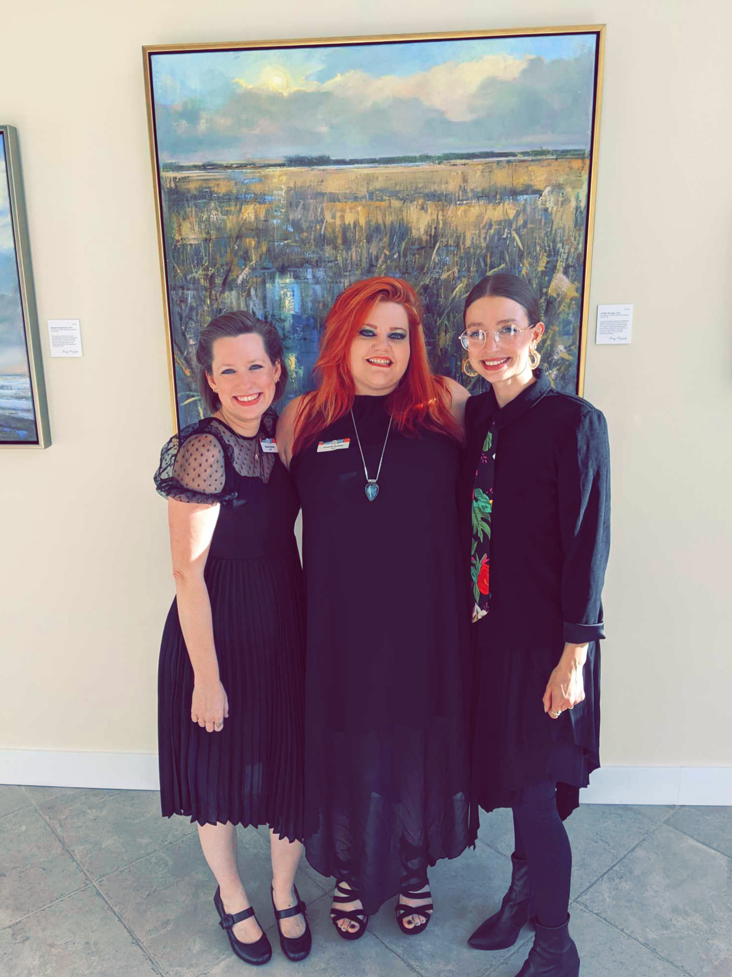 Image of Deanna Strother, Social Media Coordinator & Gallery Assistant, Amanda Bradley, Gallery Director, and Cheyenne Moore, Programs & Administrative Coordinator.