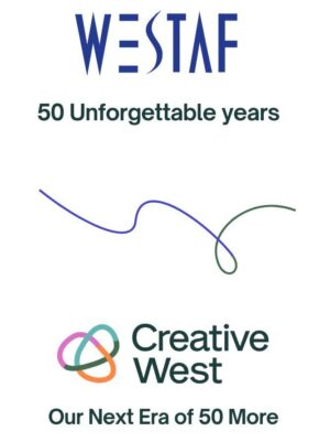 Decorative graphic with the WESTAF and Creative West logos