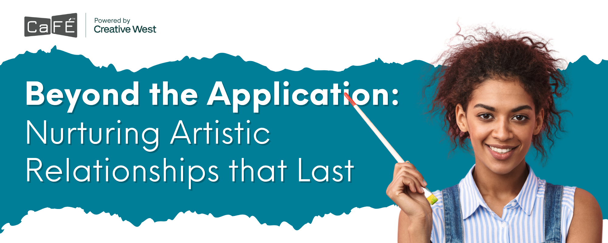 Decorative graphic with the blog post title and a photo of a woman smiling and holding a paintbrush.